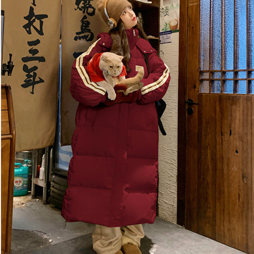 2024 new popular Angra red down jacket for women winter mid-length high-end bread jacket