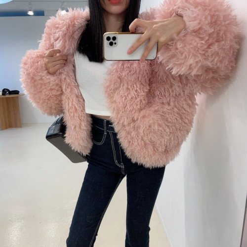 Original age-reducing artificial eco-friendly fur fluffy fur coat for women winter quilted