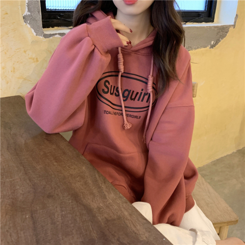 Korean foreign trade new velvet 250g / large hooded autumn and winter sweatshirt for women with velvet