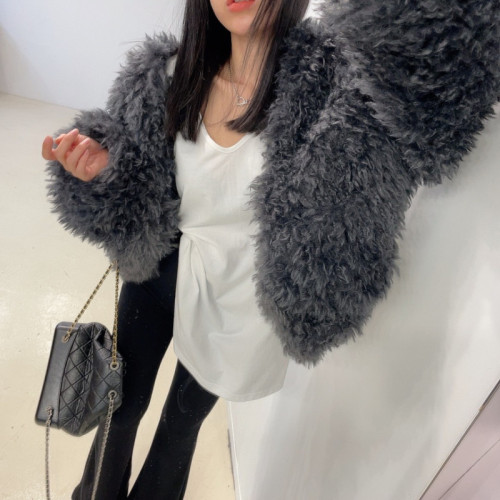 Original age-reducing artificial eco-friendly fur fluffy fur coat for women winter quilted