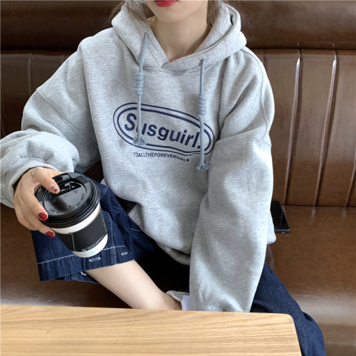 Korean foreign trade new velvet 250g / large hooded autumn and winter sweatshirt for women with velvet