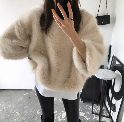 Ins Internet celebrity cute furry artificial fur imitation fur pullover warm jacket