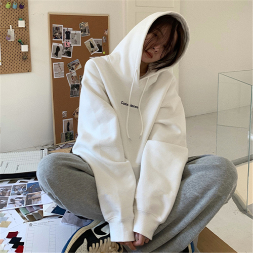 Korean foreign trade new style velvet 250g / hooded sweatshirt for women in autumn and winter with velvet