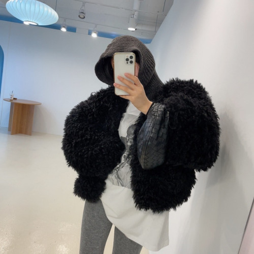 Original age-reducing artificial eco-friendly fur fluffy fur coat for women winter quilted