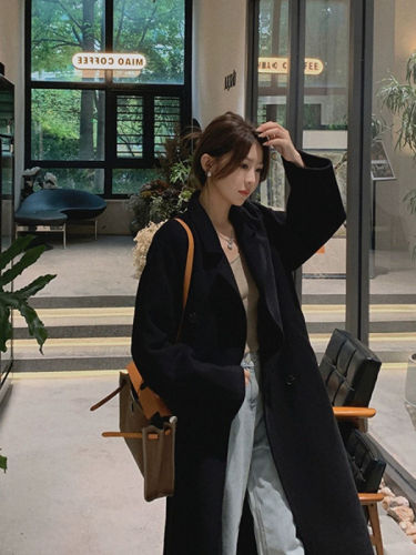 2024 new high-end woolen coat for women, mid-length knee-length autumn and winter student Korean style slim woolen coat