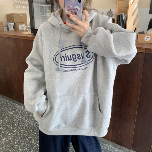 Korean foreign trade new velvet 250g / large hooded autumn and winter sweatshirt for women with velvet