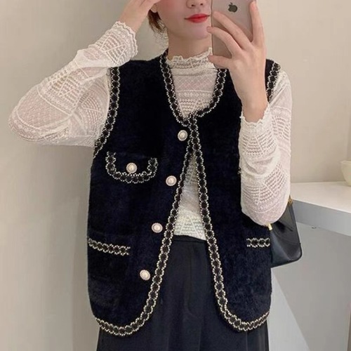 Xiaoxiang vest Internet celebrity Xiaoxiangfeng vest women's waistcoat 2024 new versatile vest fashion autumn and winter mink velvet