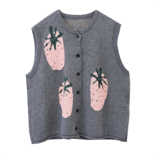 Real shots of large goods in autumn and winter new interesting jacquard flocking sleeveless vest vest cardigan for women