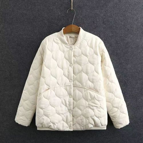 Large size fat mm baseball cotton jacket autumn and winter style women's standing collar loose and fashionable gourd quilted plaid small cotton-padded jacket