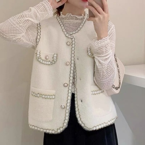 Xiaoxiang vest Internet celebrity Xiaoxiangfeng vest women's waistcoat 2024 new versatile vest fashion autumn and winter mink velvet