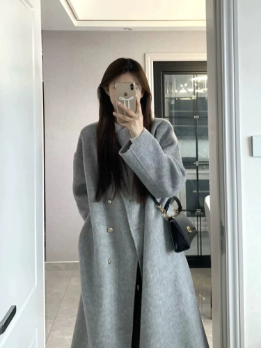 Gray woolen coat for women autumn and winter 2024 new woolen coat, high-end, small, medium and long, Korean style