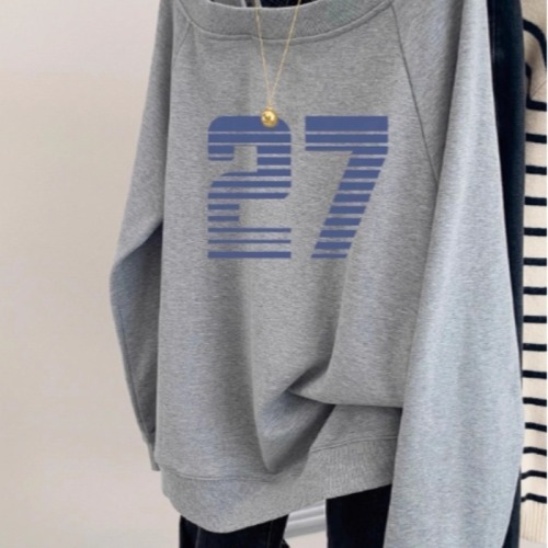 Gray off-shoulder off-shoulder pullover sweatshirt for women early autumn spring 2024 new American trendy brand high-end hooded top