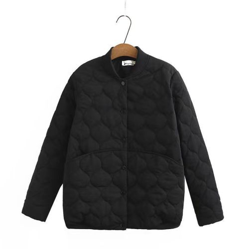 Large size fat mm baseball cotton jacket autumn and winter style women's standing collar loose and fashionable gourd quilted plaid small cotton-padded jacket