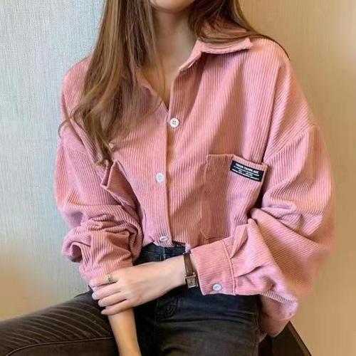 Corduroy jacket 2024 Korean style autumn and winter loose retro Hong Kong style trend