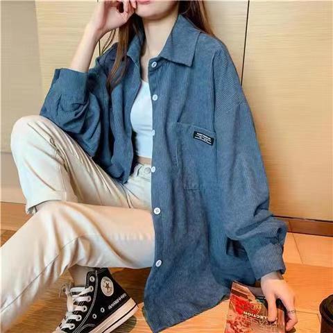 Corduroy jacket 2024 Korean style autumn and winter loose retro Hong Kong style trend