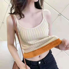 Tmall quality velvet thickened multi-color warm bottoming sling pit strip knitted inner sleeveless top for women