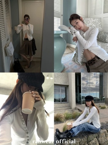 Ranwear Famous Ding Qianjin Xiangjia Classic Customized High Luxury Heavy Industry Diamond Button Long Sleeve Wool Knitted Cardigan