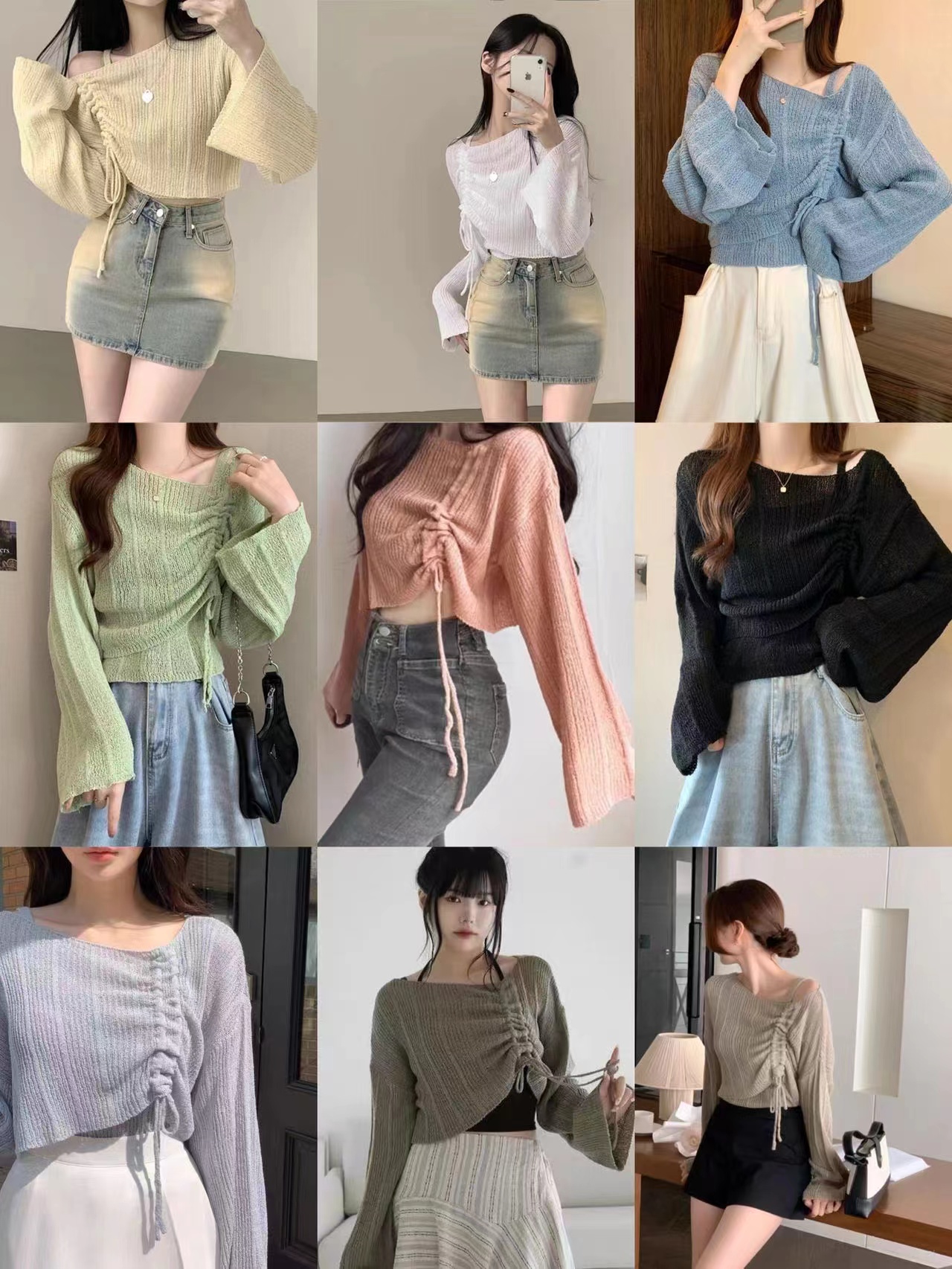 Camisole vest for women with chic temperament, fashionable and versatile slim fit top + drawstring sweater blouse two sets