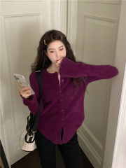 Photo-realistic New Korean Sweet and Spicy Style Soft and Plump Bell Sleeve Slim Fit Thick Cardigan for Women