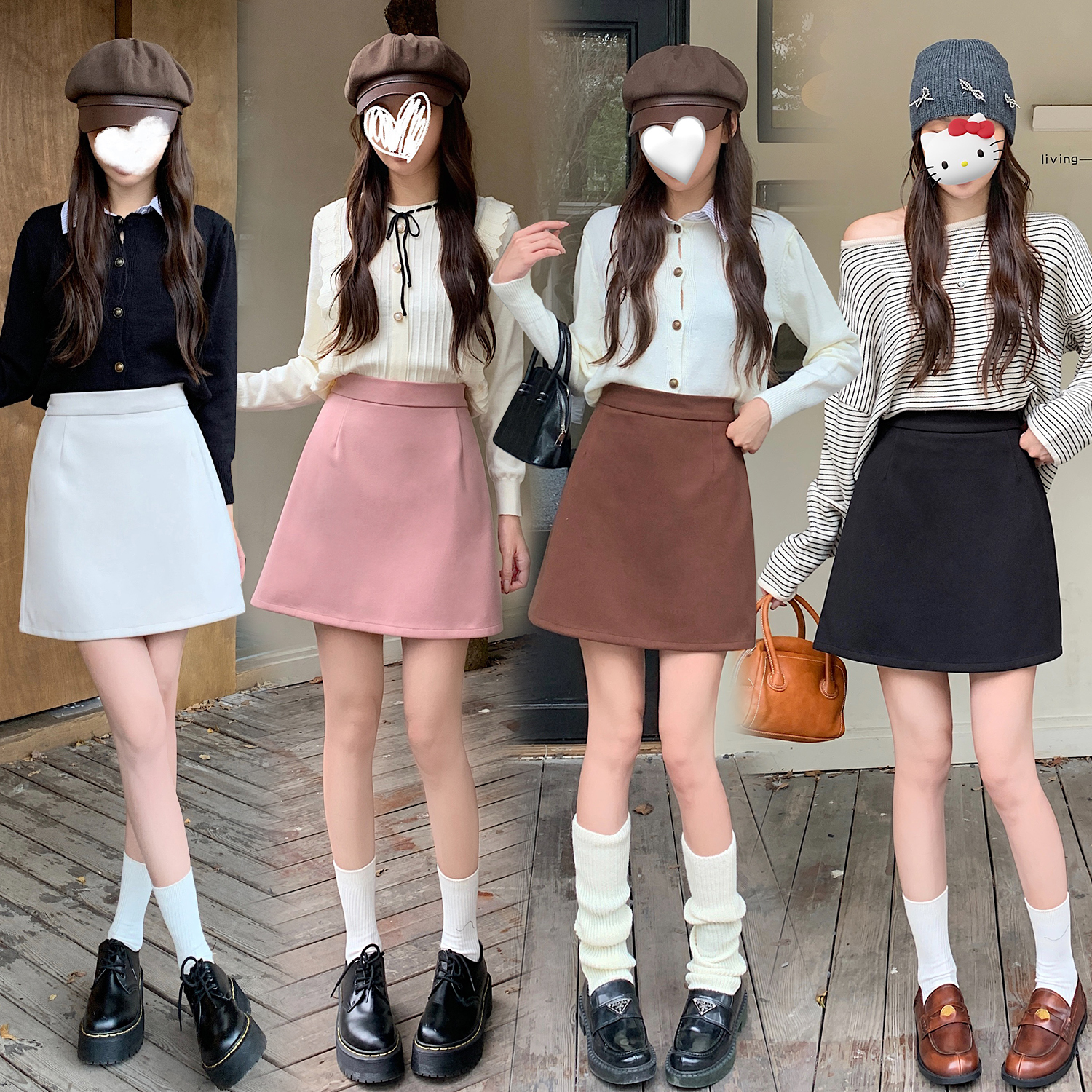 Photographed American-style spicy girl high-waisted wool blend pencil skirt A-line skirt women 2024 autumn half skirt sexy short skirt