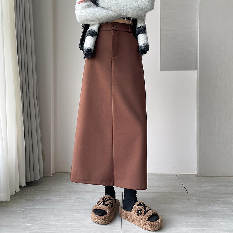 Real shot of big sister knitted skirt for women 2024 early autumn new thickened a-line skirt retro temperament woolen skirt