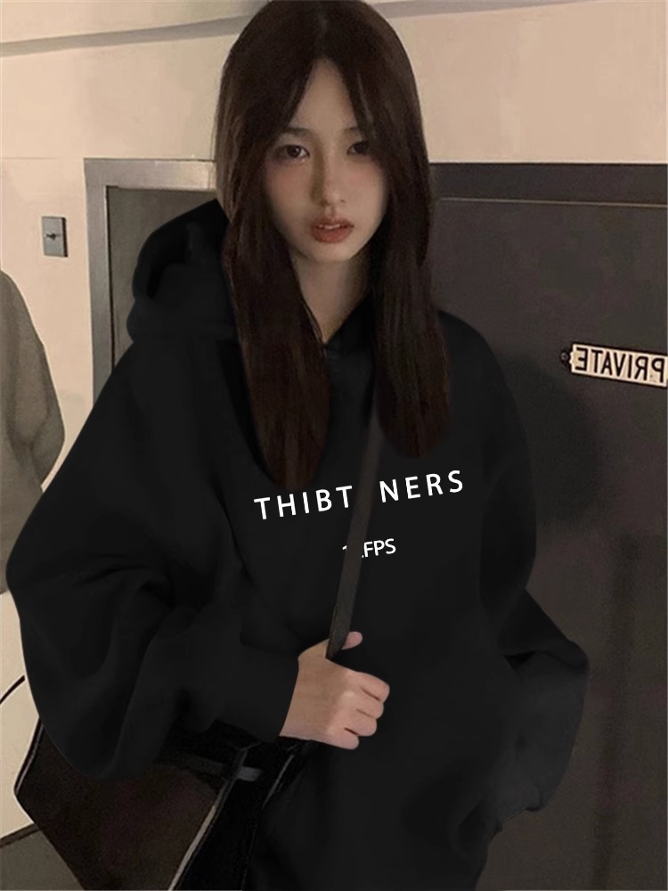 Imitation cotton Chinese cotton composite milk silk 320g silver fox velvet 420g round neck hooded double hood loose sweatshirt
