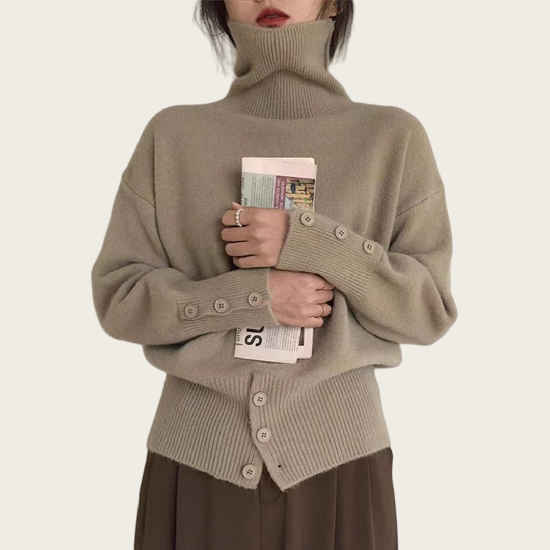 Autumn and winter new high-end turtleneck pullover sweater for women 2024 design niche chic unique sweater top