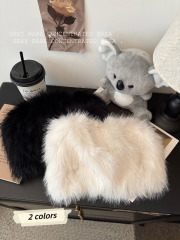 Real shot of ins European and American plush soft and waxy backless sexy tube top for women autumn slim-fitting short bottoming outer top