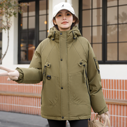 Real shot of duck jacket 2024 winter new cotton jacket short women's outdoor loose cotton jacket for men and women couples