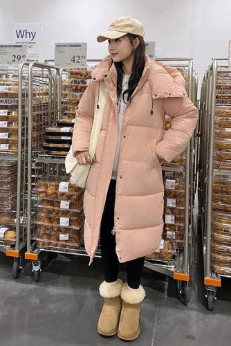 Real shot of cotton coat loose bread coat 2024 winter new Korean style bf long thickened over-the-knee coat cotton coat for women trendy