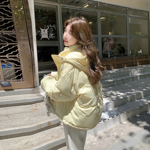 Light yellow down jacket and cotton coat for women winter 2024 new short style small thickened high-end western style coat and cotton coat