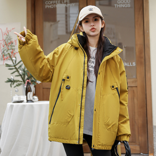 Real shot of duck jacket 2024 winter new cotton jacket short women's outdoor loose cotton jacket for men and women couples