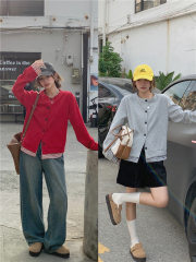 Photographed False Two-Piece Plaid Patchwork Sweatshirt Outerwear 2024 Autumn Unique Design Baseball Top for Women