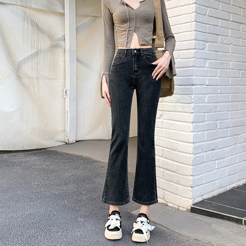 Women's New High-Waisted Skinnies with a Small Calf 9/10 Fall Outfit, Stylish Slimming 8/10 Mini Flare Pants
