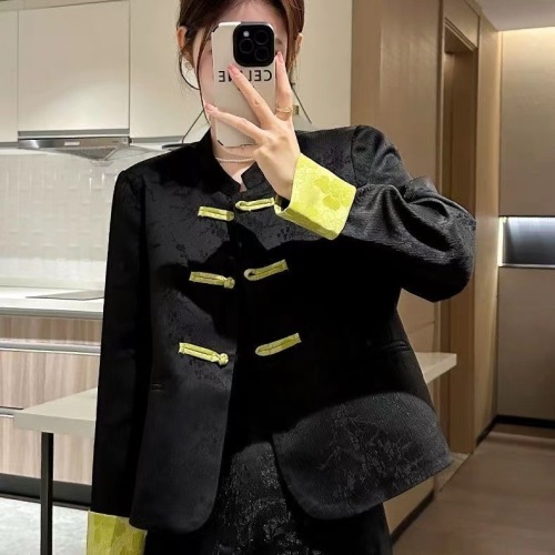 2024 Spring New National Style Disk Button Short Jacket Women's New Chinese Jacquard Temperament Black Fragrance Top