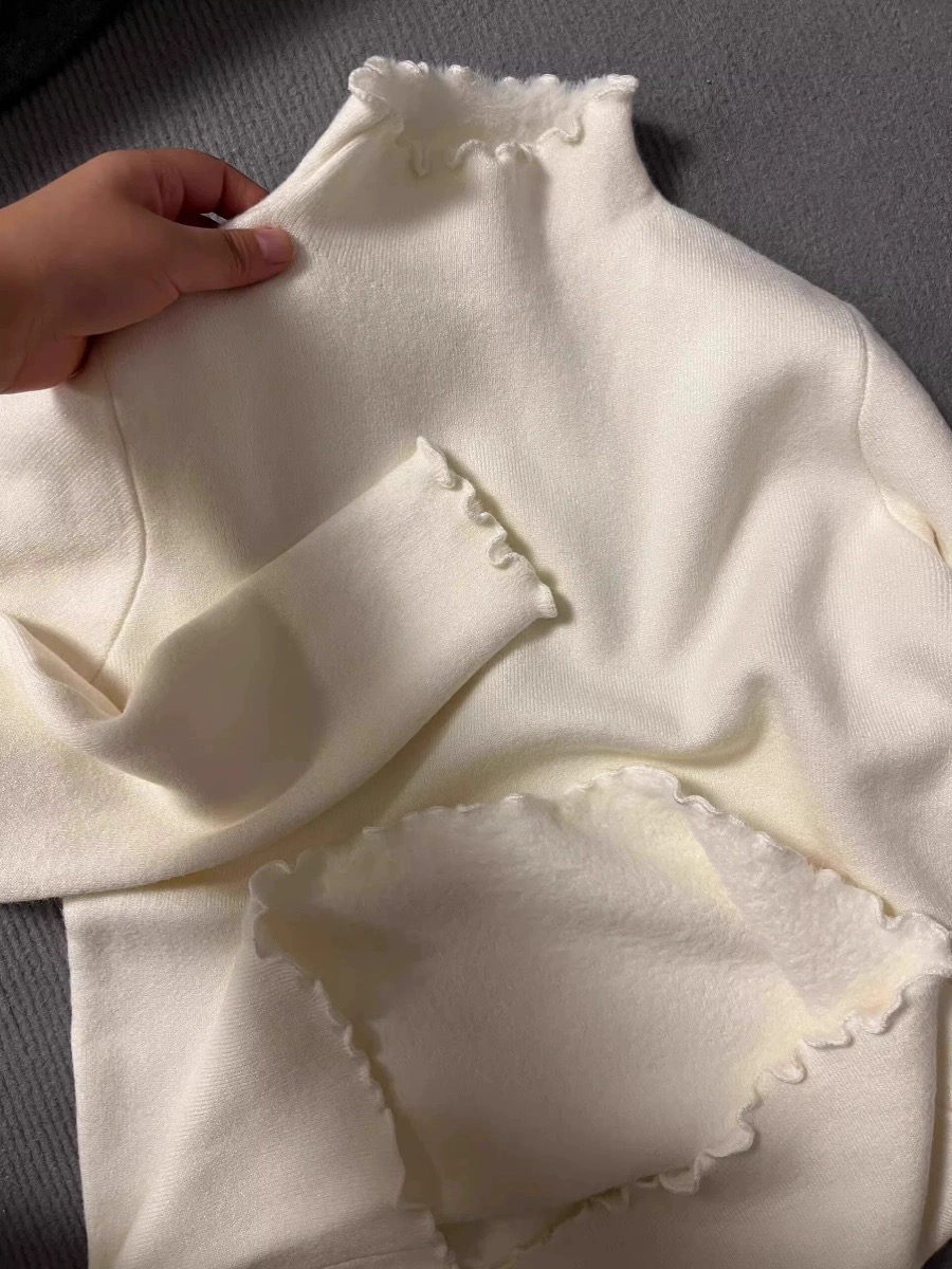 Sleeve length 53, bust 48    Mulberry edge half high collar women's autumn and winter new inner layer base shirt knitting top