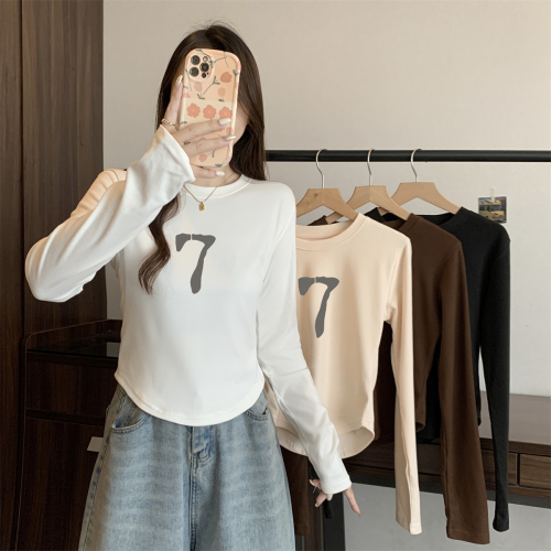 Actual shot of Korean foreign trade 270g 1*1 threaded German velvet back bag collar bottoming shirt long-sleeved T-shirt warm and slim