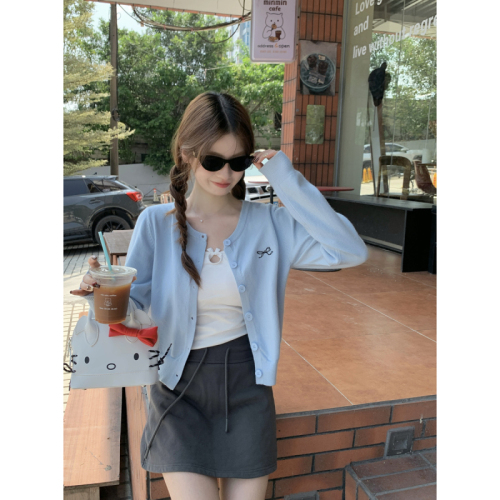 Photographed Autumn/Winter Korean Style Round Neck Versatile Single Button Simple Andy Wool Knit Cardigan Outerwear Top