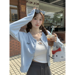 Photographed Autumn/Winter Korean Style Round Neck Versatile Single Button Simple Andy Wool Knit Cardigan Outerwear Top