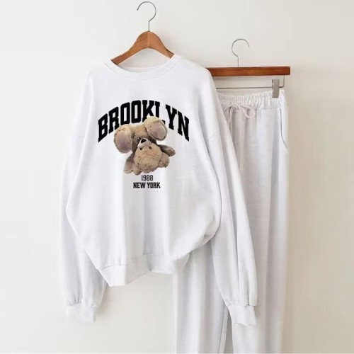 New Autumn Women's Fashion High-End Korean Style Thin Fleece Sporty Casual Hoodie Wide Leg Pants Two-Piece Set