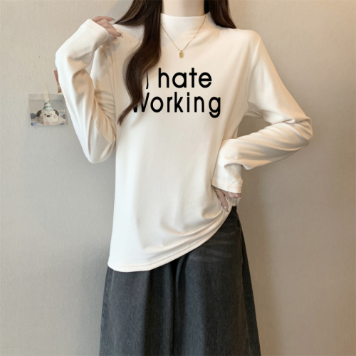 Real shot 270g 1*1 threaded German velvet back bag half turtleneck bottoming shirt long sleeve T-shirt slim fit