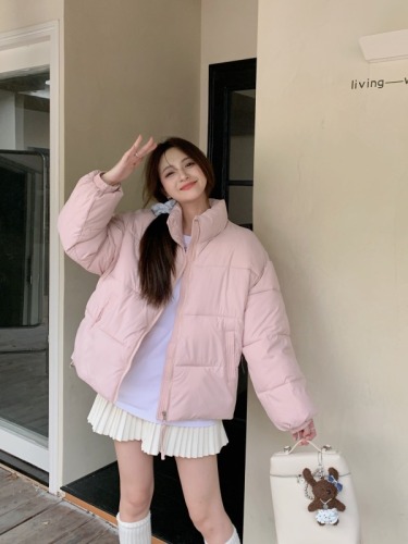 Actual shot of 2024 new winter short style Korean style thickened loose slimming bread coat cotton coat for women