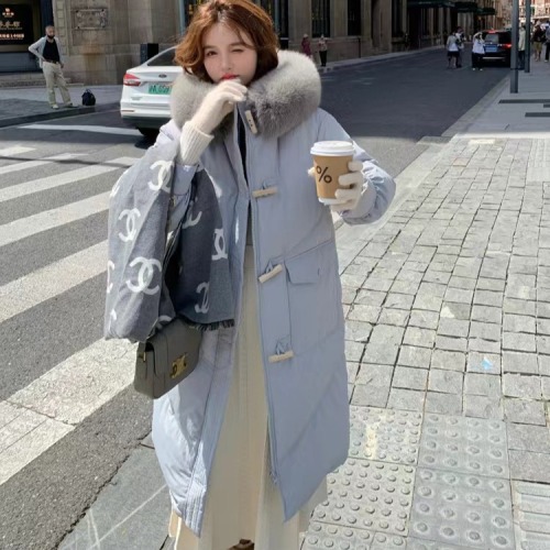 Bai Ling'er Korean style over-the-knee long down jacket 2024 new winter fashion loose cotton jacket