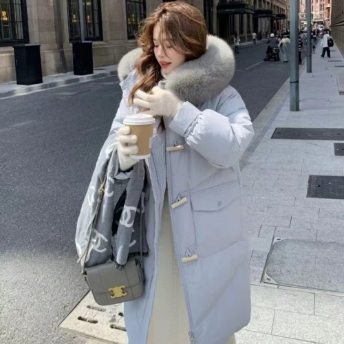 Bai Ling'er Korean style over-the-knee long down jacket 2024 new winter fashion loose cotton jacket