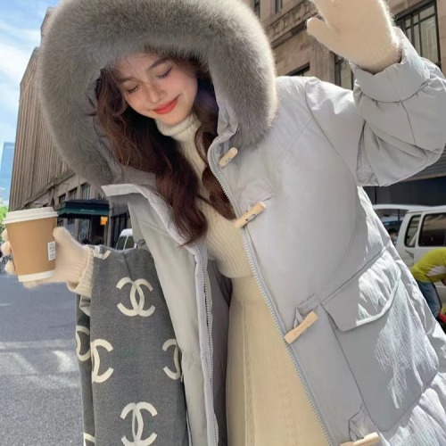 Bai Ling'er Korean style over-the-knee long down jacket 2024 new winter fashion loose cotton jacket