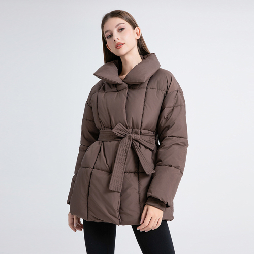 Real shot of high-end waist belted cotton coat for women 2024 new winter style Korean style warm cotton coat for small people