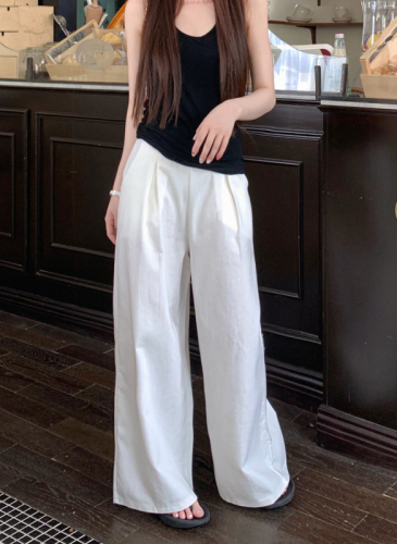 Solid Color Wide Leg Pants Women's Drapey Loose High Waist Pants New Casual Pants Floor-Mopping Pants