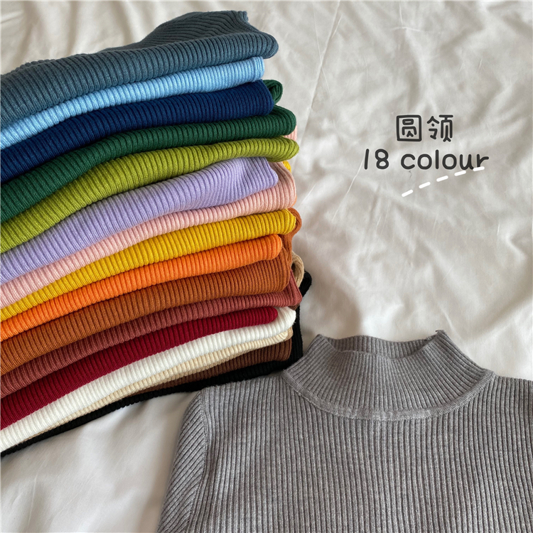 Korean style solid color basic half turtleneck bottoming shirt tight top long-sleeved sweater