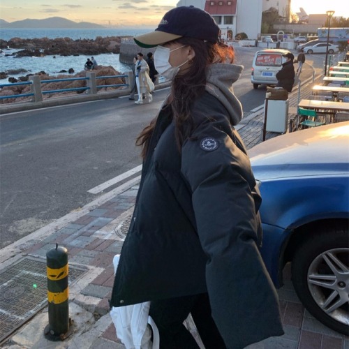 Hong Kong style student textured assault flying cotton jacket for women 2024 winter new work jacket cotton jacket baseball jacket for women