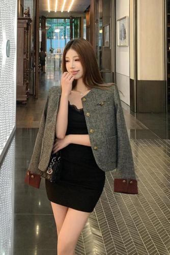 Actual shot ~ 2024 autumn new style French lady temperament small fragrance style high-end contrasting color short jacket for women